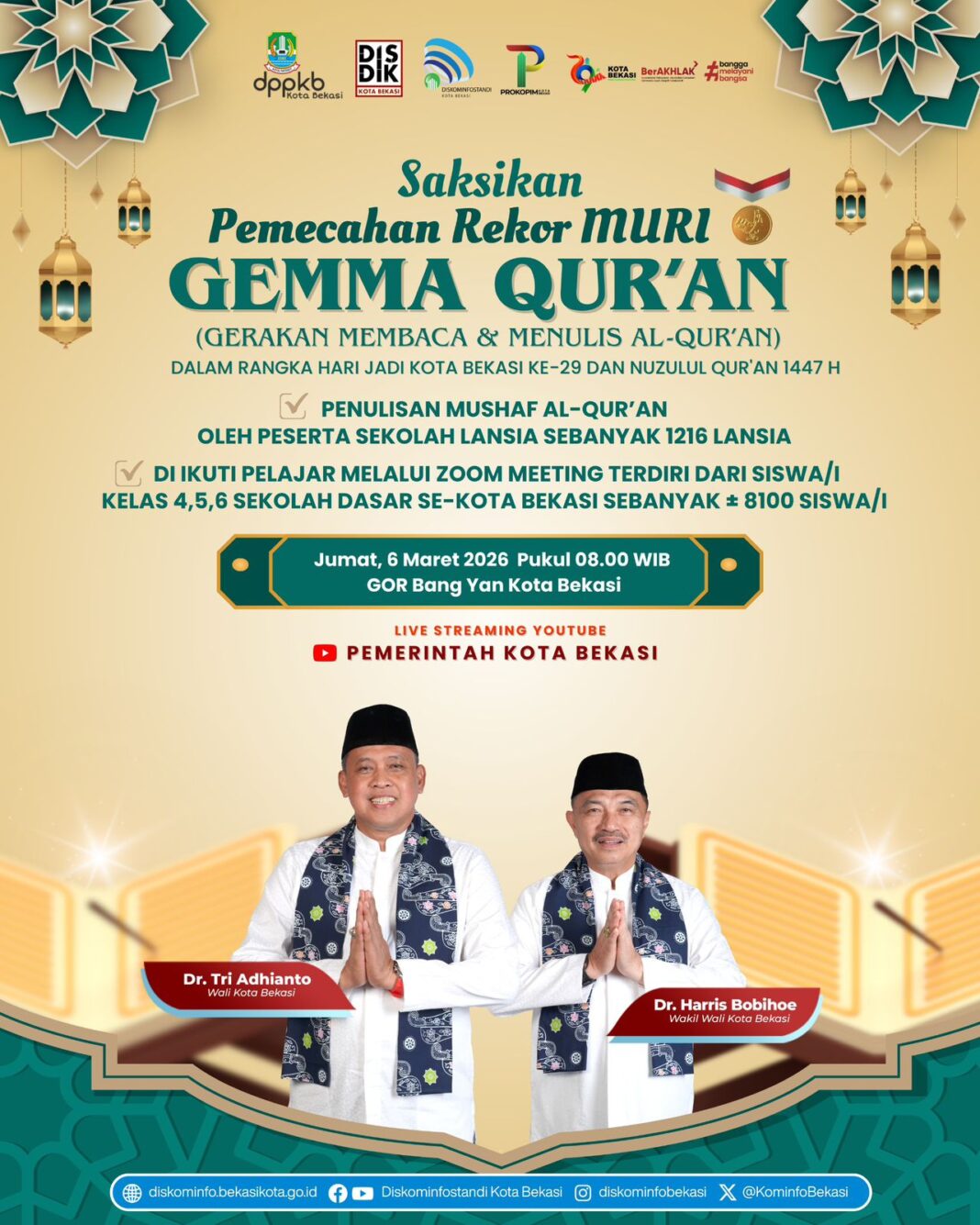 Hari Jadi ke-29 Kota Bekasi, Pemkot Siap Pecahkan Rekor MURI Lewat GEMMA QUR’AN
