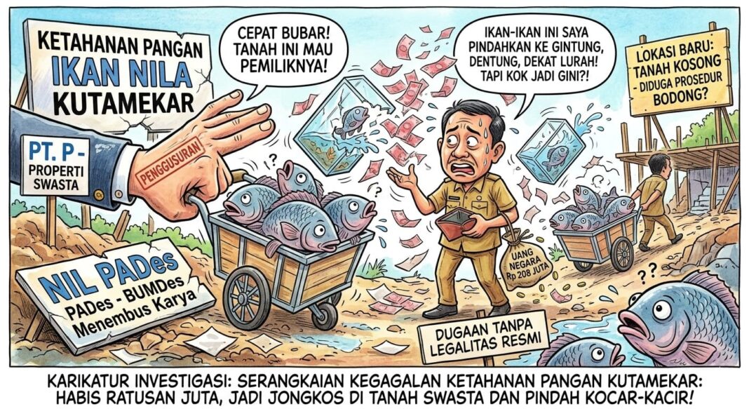 Ratusan Juta Ketahanan Pangan Ikan Nila Kutamekar, di Lahan Perusahan Diduga Tanpa Prosedur Resmi, Terusir dan Pindah Mendadak?