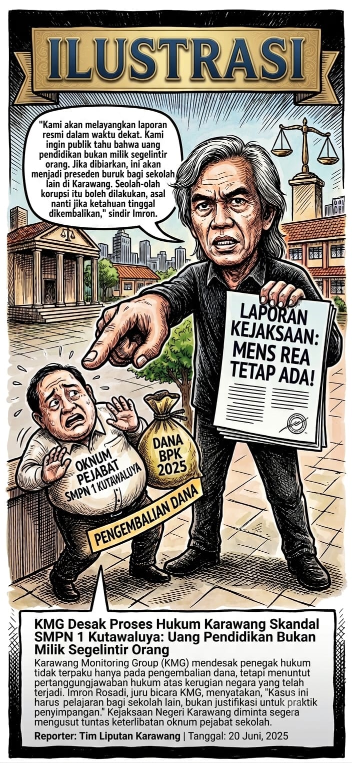 Pengembalian Dana Temuan BPK di SMPN 1 Kutawaluya Tak Cukup, KMG Siap Laporkan ke Kejaksaan: “Mens Rea Tetap Ada!”