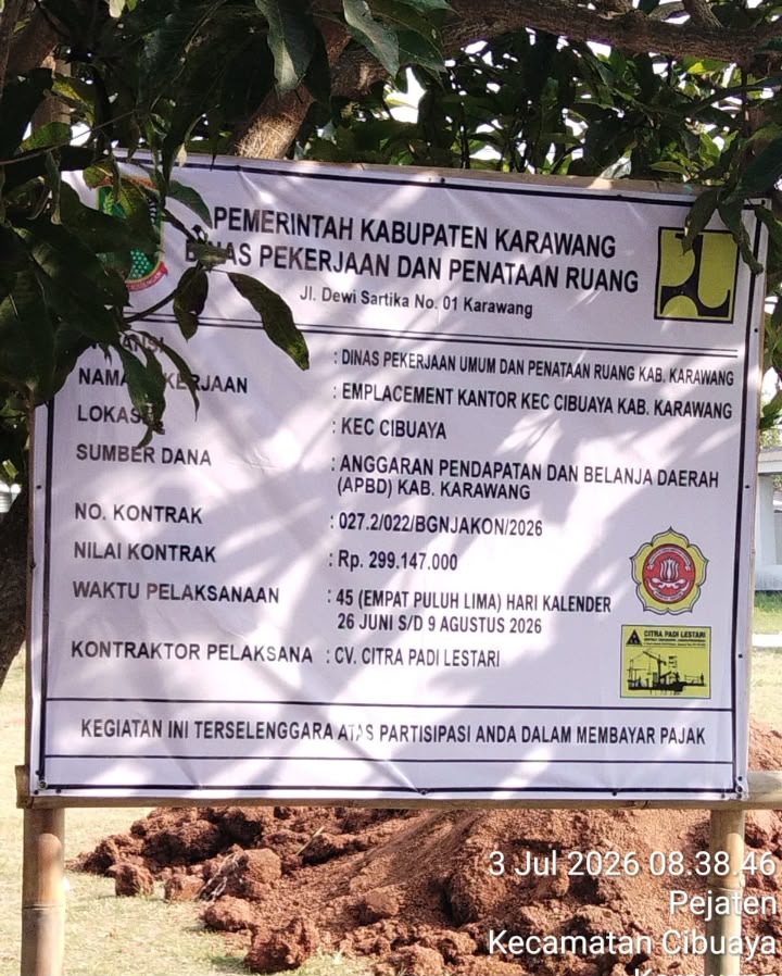Geger Logo Karang Taruna Nampang di Papan Resmi Proyek APBD Karawang Sebesar Rp299 Juta Cibuaya