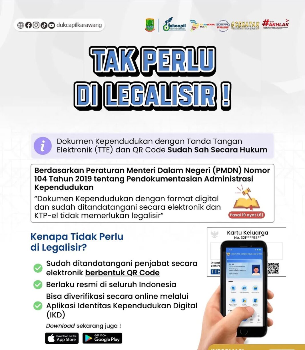 Memudahkan Masyarakat, Dokumen Kependudukan Ber-TTE Kini Tidak Perlu Dilegalisir Lagi!