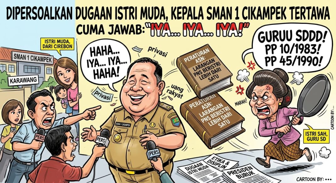 Dicecar Soal Dugaan Istri Muda, Kepala SMAN 1 Cikampek Cuma Jawab “Iya… Iya ”