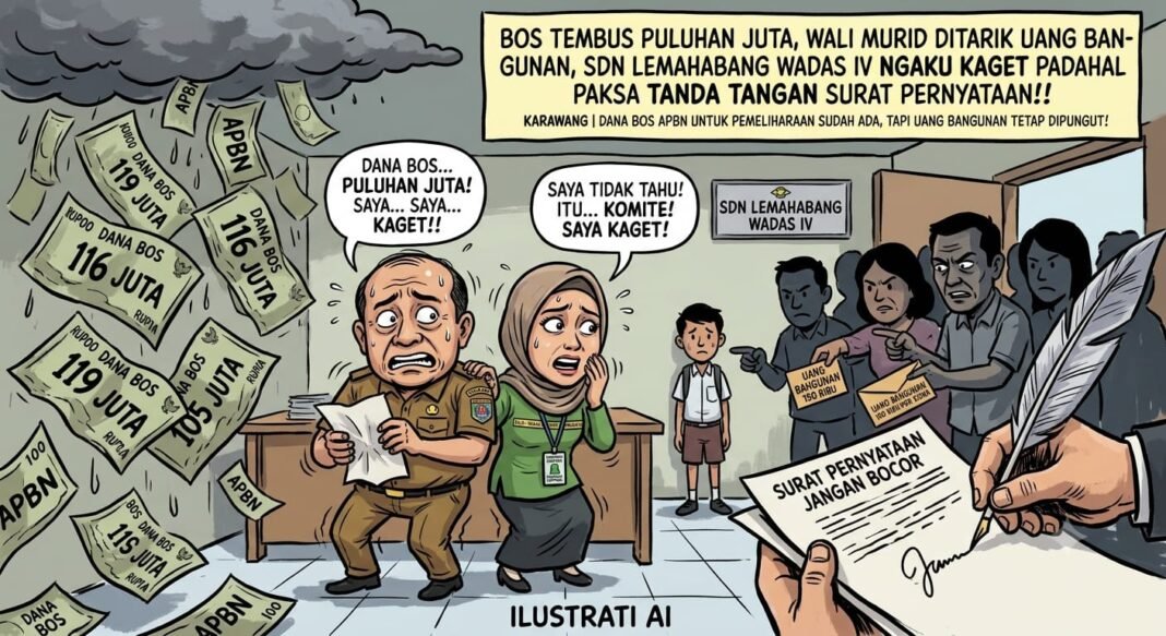 BOS Tembus Puluhan Juta , Wali Murid di Tarik Uang Bangunan, SDN Lemah Abang IV Ngaku Kaget Padahal Paksa Tanda Tangan Surat Pernyataan!!