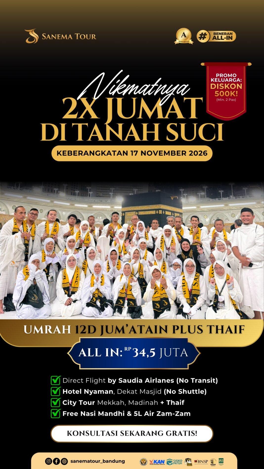 Promo Umroh November 2026: Direct Flight Saudia, Diskon Rp500 Ribu per Pax