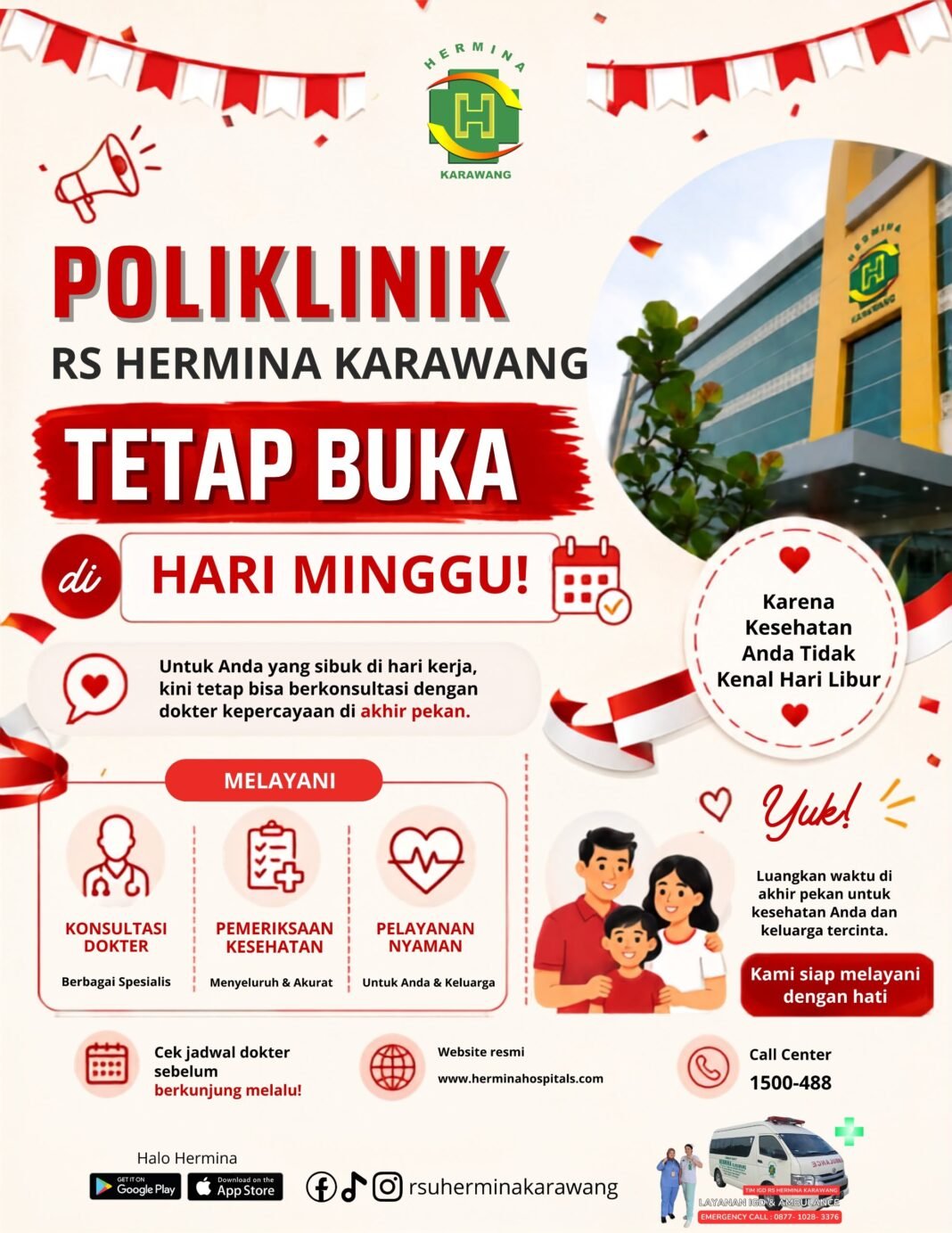 RS Hermina Karawang Buka Layanan Poliklinik Setiap Hari Minggu, Pasien Lebih Fleksibel Berobat