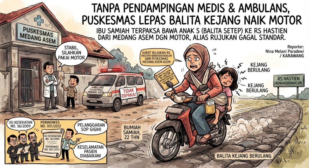 Tanpa Pendampingan Medis dan Ambulans, Puskesmas Medang Asem Diduga Lepas Balita Pasien Kejang Berulang Naik Motor