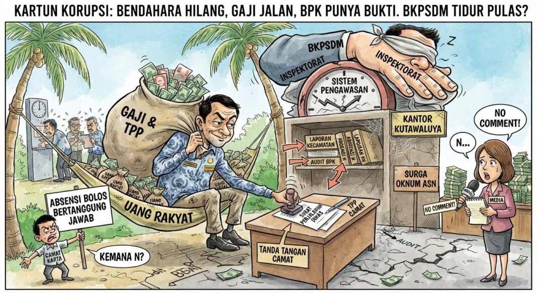 Bendahara Kutawaluya Kerap Mangkir Bertahun-Tahun Tetap Digaji Penuh Plus TPP, Diduga Hingga Nekat Palsukan Tanda Tangan, Ada Apa Dengan BKPSDM?