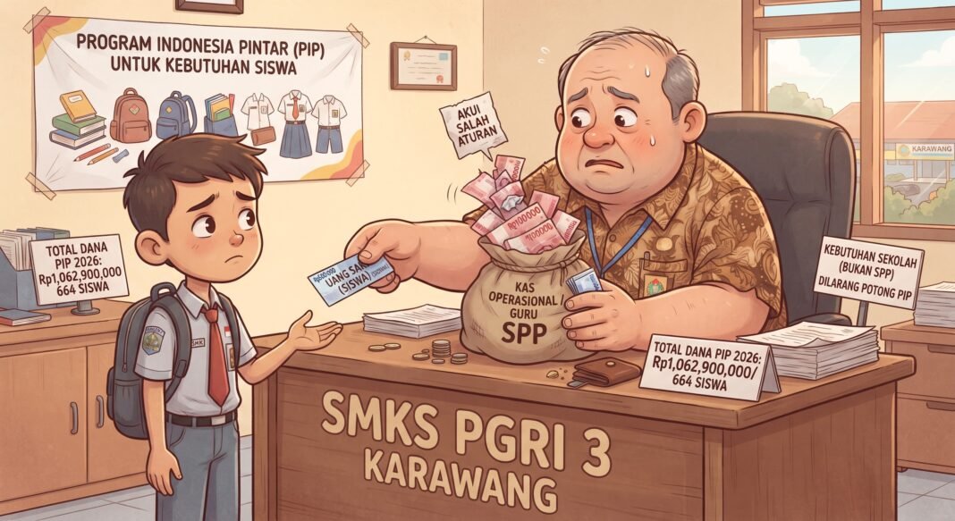 PIP SMK PGRI 3 Karawang Capai Satu Miliar, Dipangkas Sepihak untuk Bayar SPP, Kepala SMKS PGRI 3 Karawang Akui Salah Aturan